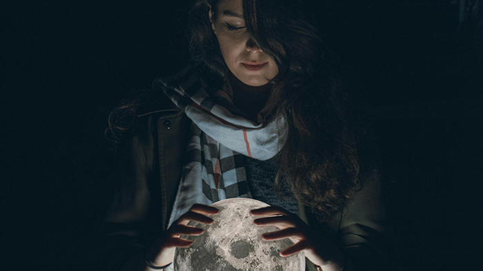 Moon book woman small